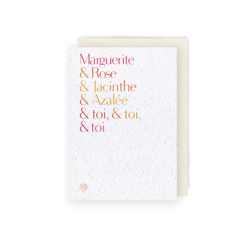 Carte à planter - Azalée et toi | Papierfleur.fr, le papier qui fleurit