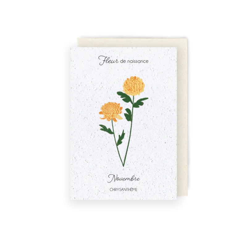 Carte à planter - Fleur de Naissance | Mois de novembre