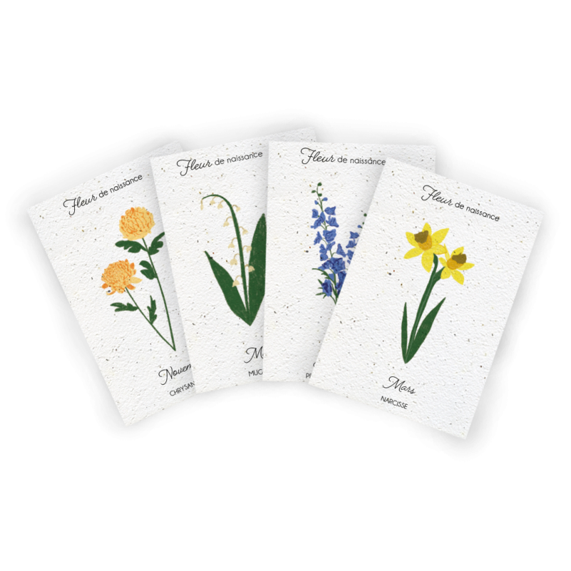 Carte à planter fleur de naissance | Papier Fleur