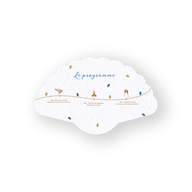 Éventails-programmes de mariage à planter,  100% personnalisable