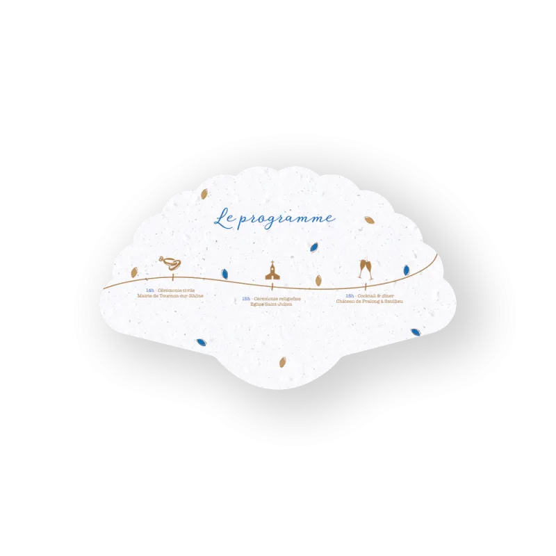 Éventails-programmes de mariage à planter,  100% personnalisable