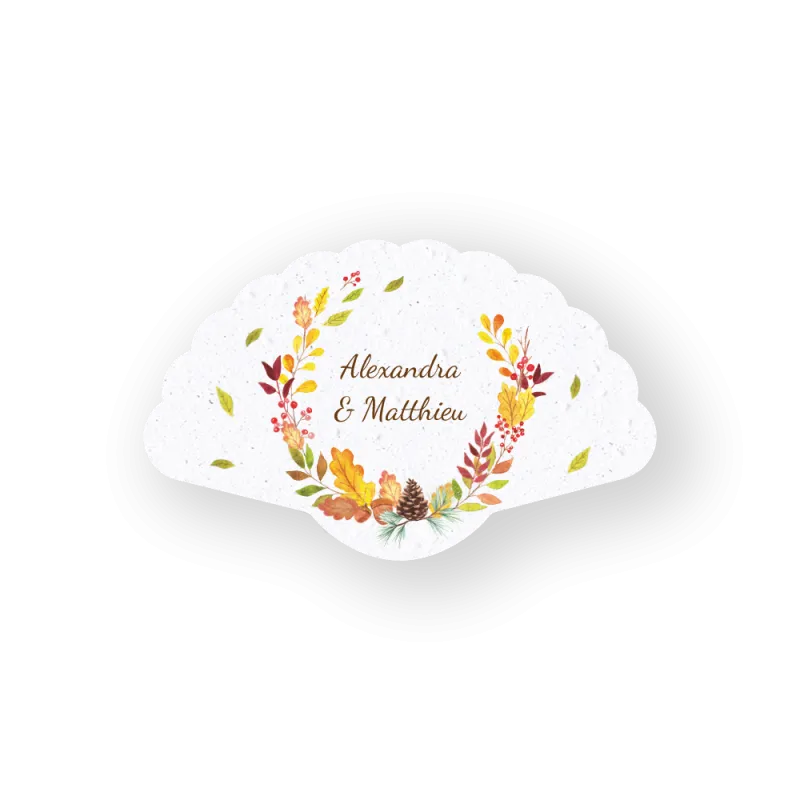 Éventails-programmes de mariage à planter « Couronne automnale »,  100% personnalisable