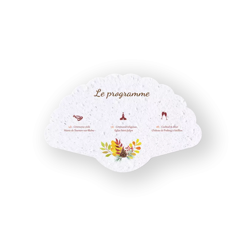 Éventails-programmes de mariage à planter « Couronne automnale », 100% personnalisable
