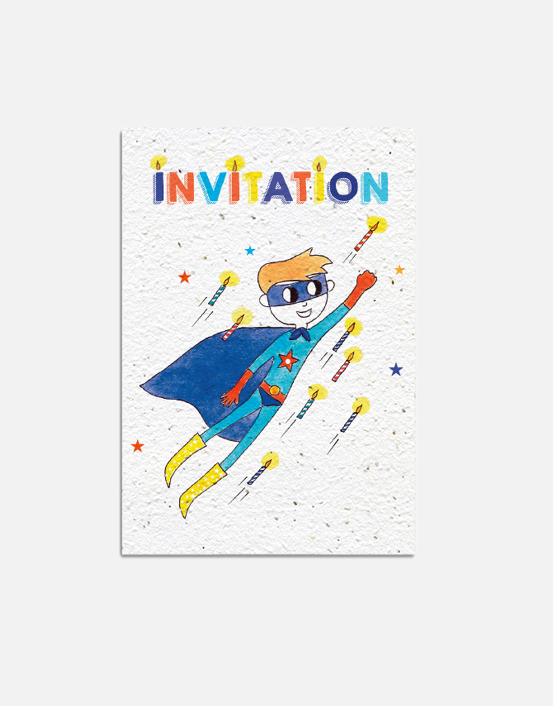 Invitation ensemencée d'anniversaire - Superboy Plume 100g