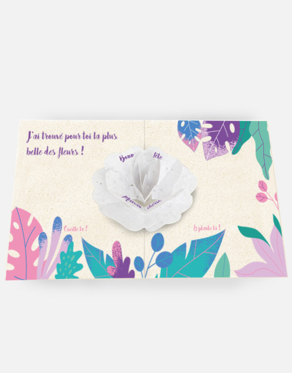 Carte Pop Up fleur ouverte Maman