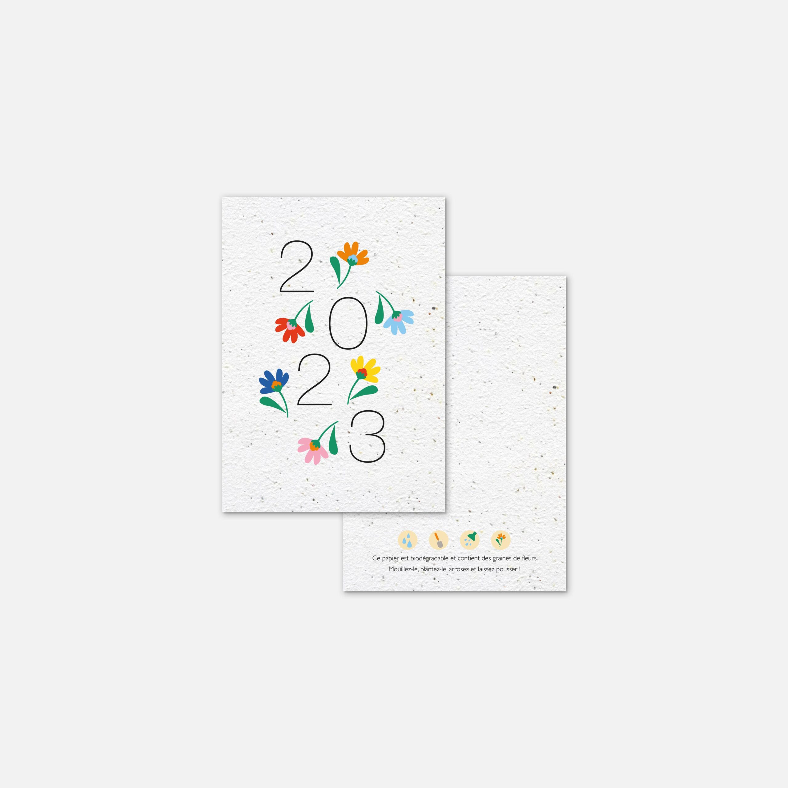 Carte à planter Nouvel An 2023 - En Fleurs Carte individuelle Enveloppe upcylée