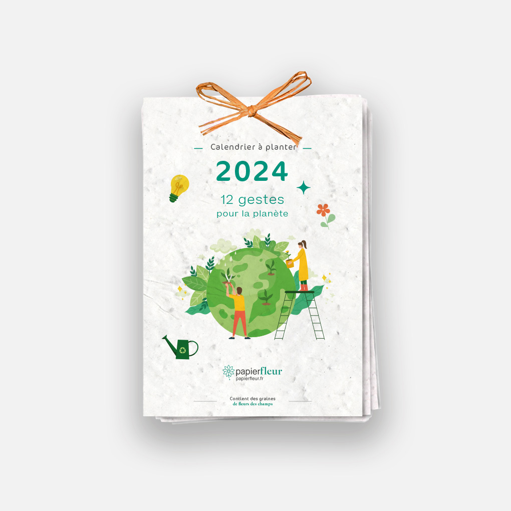 Calendrier à planter 2024 - 12 gestes pour la planète - Papier Fleur